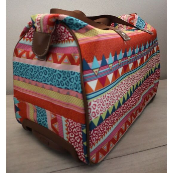 Lily Bloom M3965-80-WC Orange Multi On The Prowl 20" Rolling Duffle Bag - Picture 9 of 14